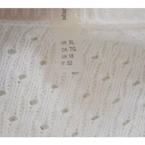 ELIE TAHARI NOVELTY STITCH WHITE COTTON SWEATER - Picture 9 of 10